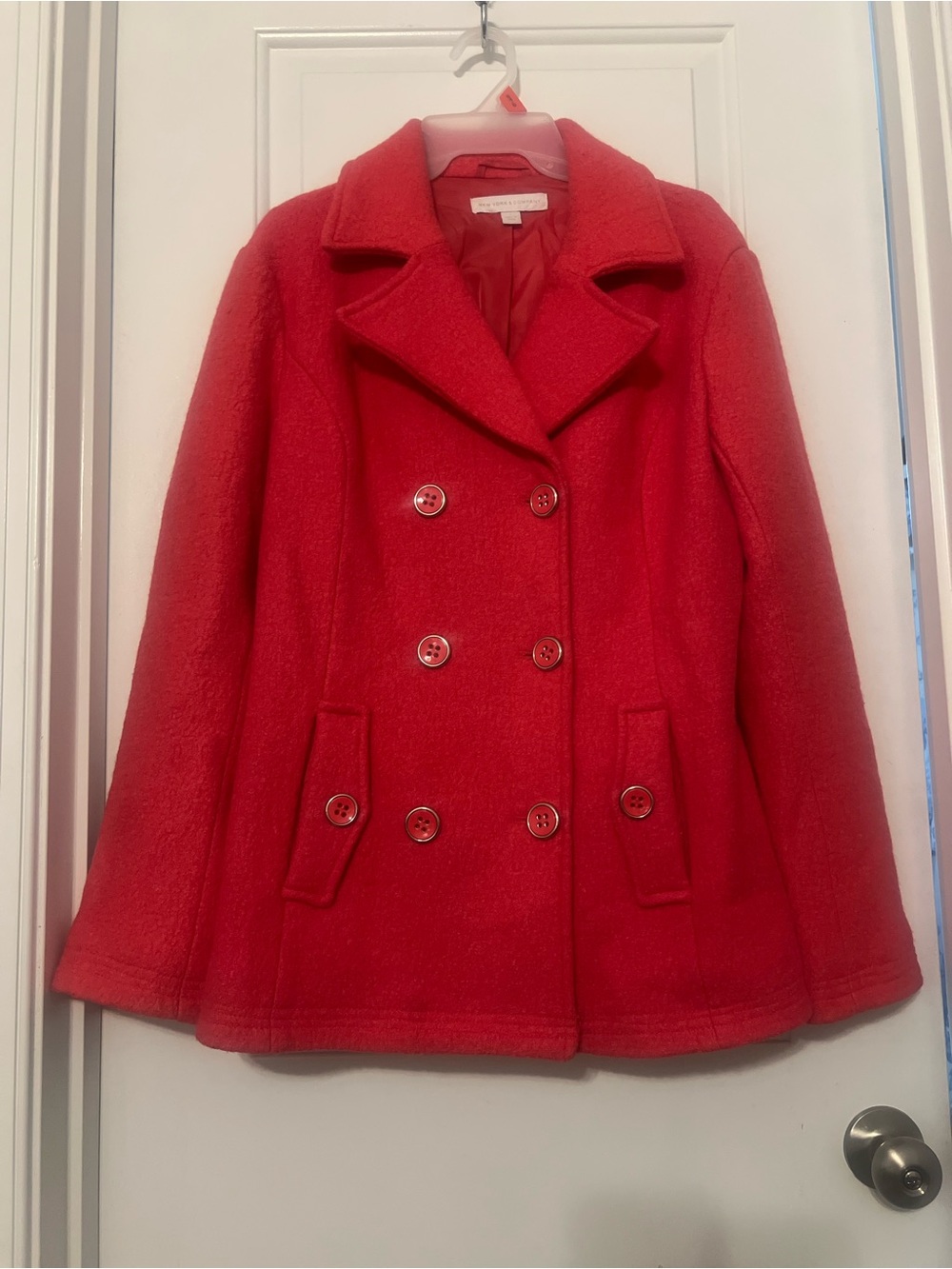 New York & Company Double-Breasted Wool Blend Peacoat | large